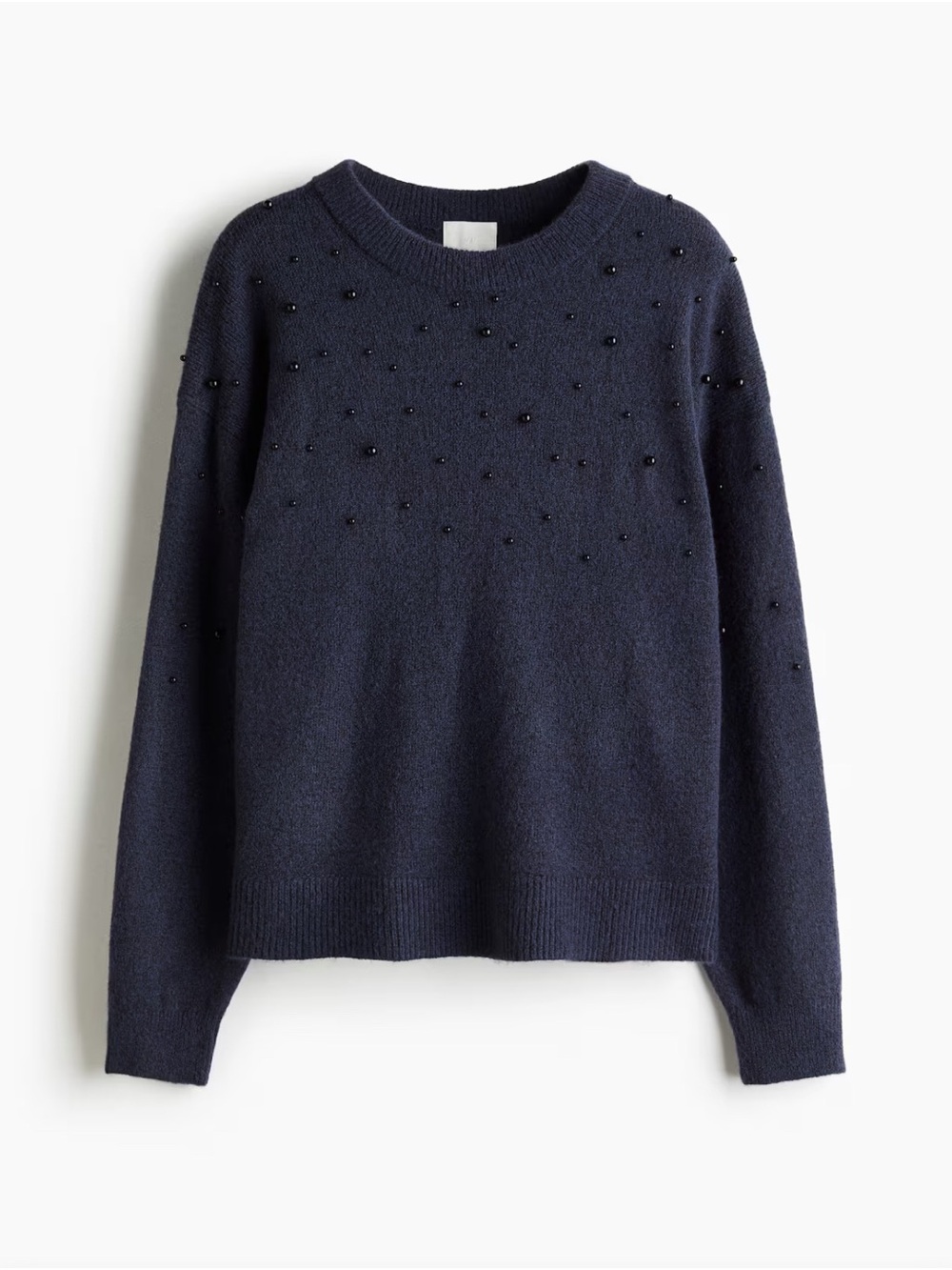 *NWT* H&M Oversized Navy Embellished Beaded Crewneck Sweater